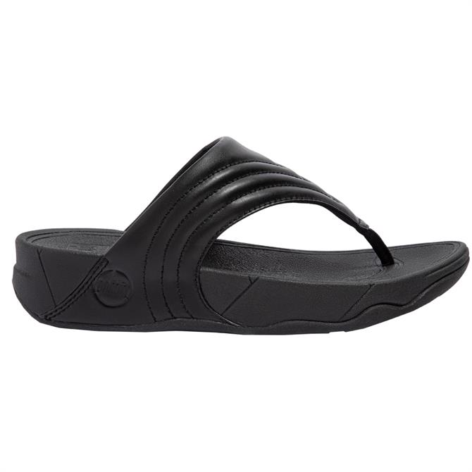 FitFlop™ Black Walkstar Leather Toe-Post Sandals